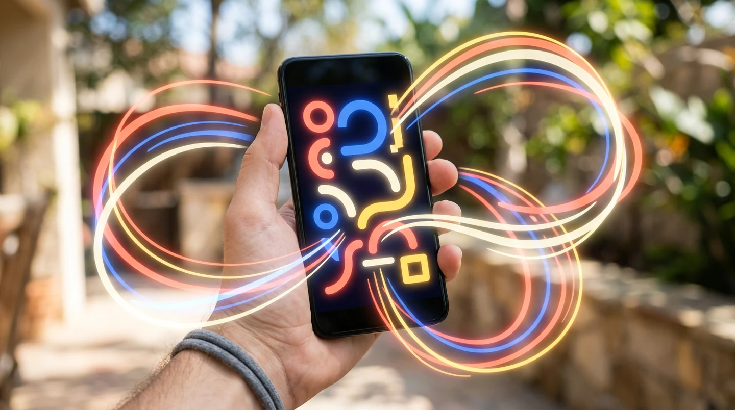 Abstraktes Smartphone auf einer mobilen Spielroute